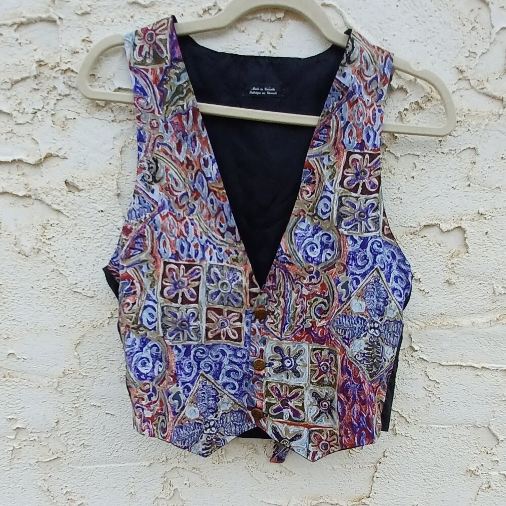 Vintage 90's Psychedelic Flower button-up Vest